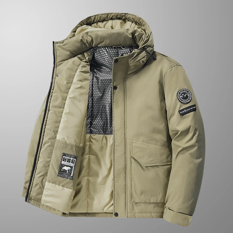 

Men Windbreaker Fashionable Hooded Jackets Casual Cotton-Padded Parkas Oversized Outdoor Waterproof Jackets Casual Warm Coat