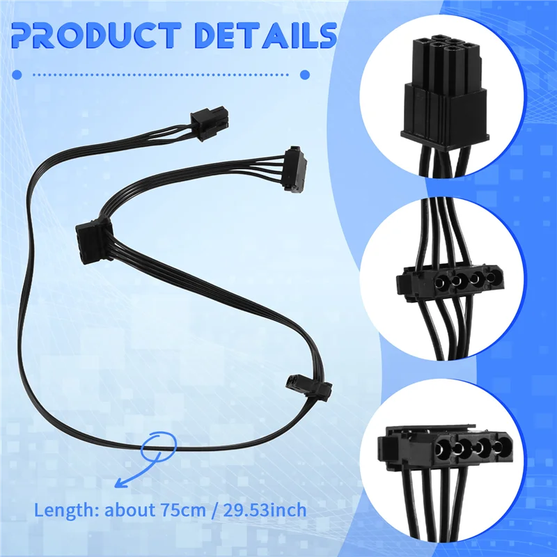 AEE7-Pcie 6 Pin 1 To 3 Molex IDE Power Supply Cable Modular PSU 4 Pin Peripheral For Corsair Axi Series AX1500I AX1200I