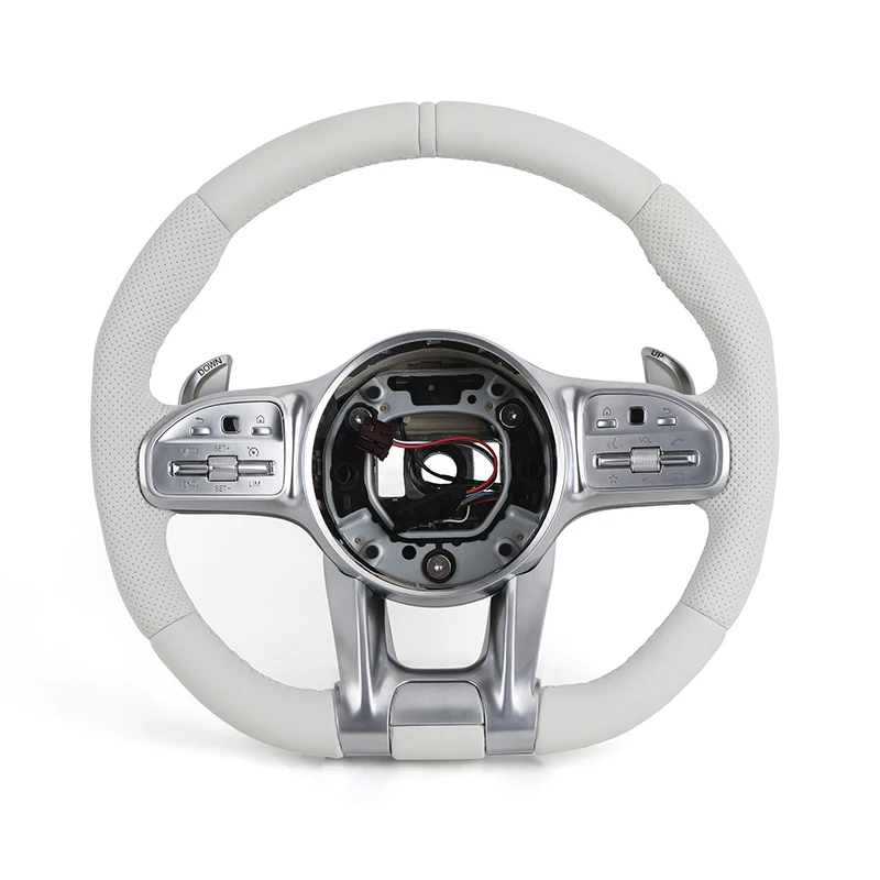 With White Sport Style Full Leather Steering Wheel for Mercedes Benz E Class W204 W205 W167 W213 W222 W207 W212 CLA W176 W213