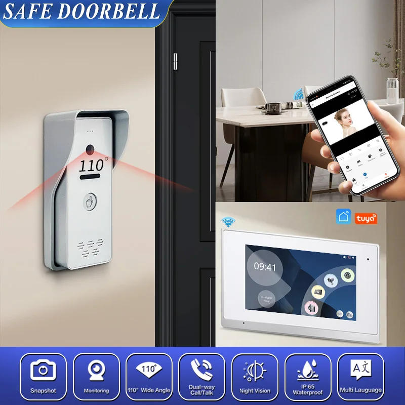 

Safe Home Tuya Wifi Public & Private Pass Code To Unlock Video Door Phone Price Intercom Phone System Calling Bell With Camera F