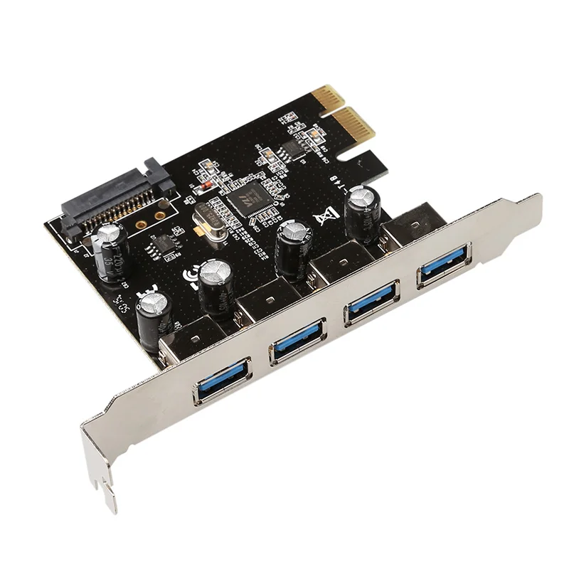 컴퓨터용 10PCS PCI 익스프레스-USB 3.0 변환기 4포트 USB B3.0 확장 카드 4핀 또는 15핀 SATA 커넥터