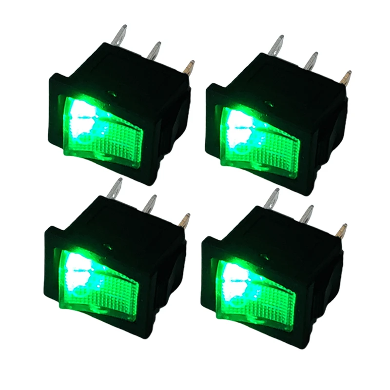 4Pcs 3Pin KCD1 Mini Rectangle Rocker Switch 21x15mm Panel 13x19mm Indication LED 12V 220V illuminated Seesaw Switch Power ON-OFF