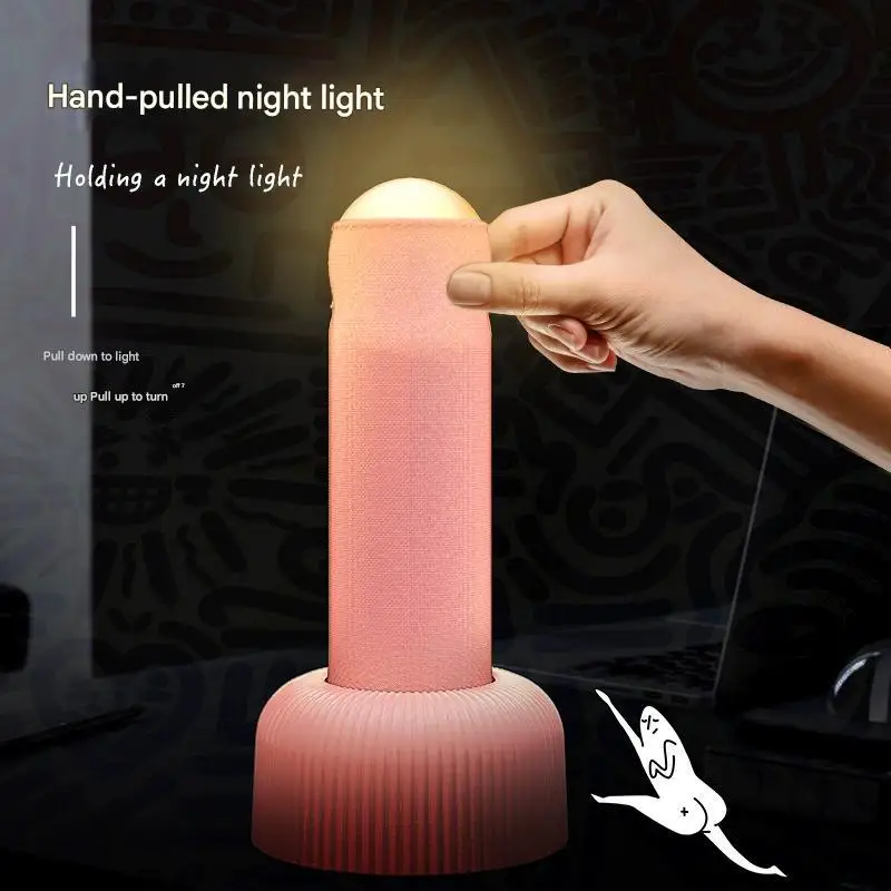 Rechargeable Hand Pull Small Night Lamp Bedroom Bedside Sleep Light Ambience Light Desktop Quirky Ideas Birthday