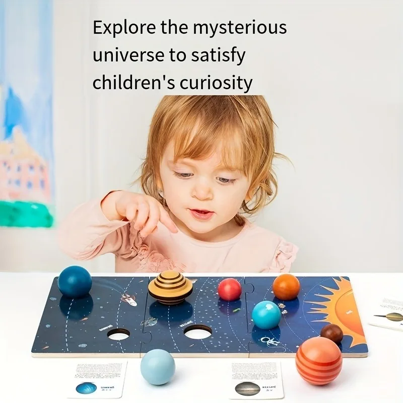 Holzplanetenmodelle, die acht Planeten des Sonnensystems, Planetenidentifikation, wissenschaftliche Entdeckungsspielzeuge, Universum-Planetsimulations-Spielzeuge enthüllen den Kindern die Geheimnisse des Sonnensystems. – Detail 2