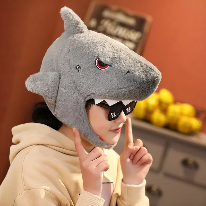 Adult Children Shark Hat Carton Plush Cap Funny Party Costume Dress Cosplay Carnival Photo Props