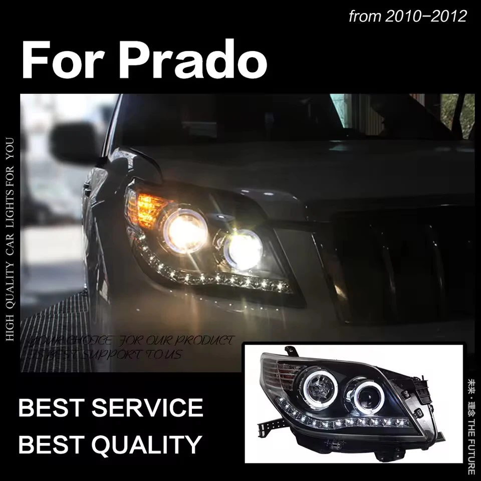 Стайлинг автомобиля для фар Toyota Prado 2010-2012 LC150, светодиодная фара DRL, скрытая фара, ангельский глаз, биксеноновый луч, аксессуары