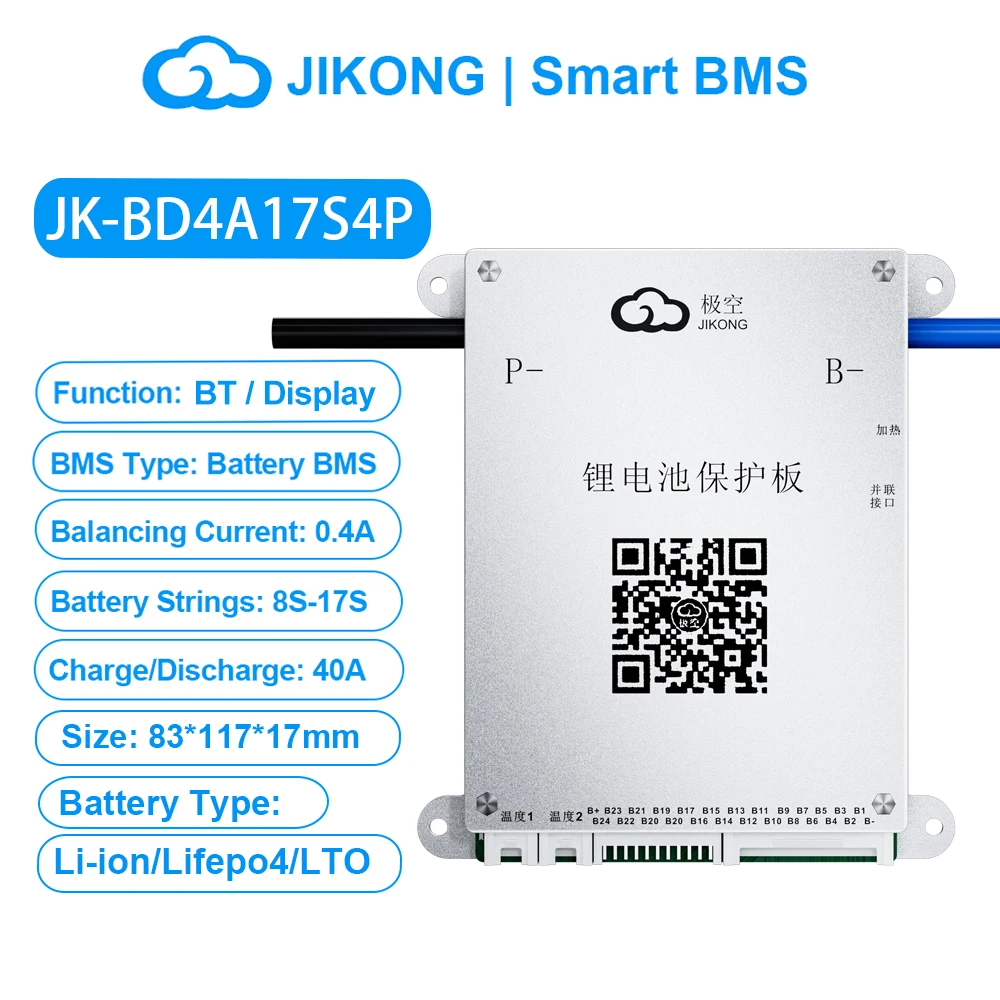 JIKONG V19 JK BMS 4S ~ 24S SMART BMS BT Warmte KAN 0.4A ~ 2A Stroom 100A 200A 300A Actieve Balancer voor Li-ion LiFePo4 Lto Batterij BMS