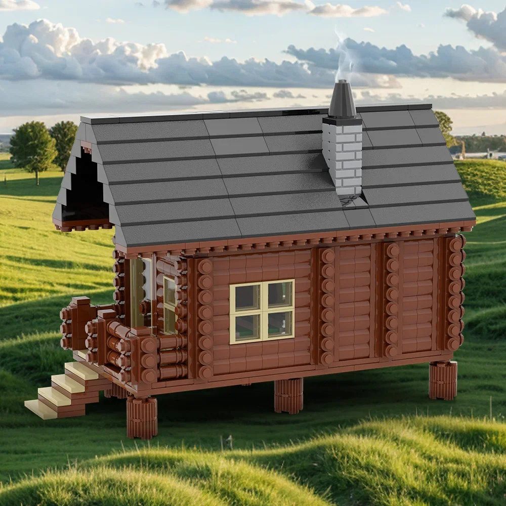 MOC – blocs de construction de cabine de maison en bois, modèle d'architecture forestière, cabines dans les bois, briques, jouet assemblé à monter soi-même, cadeau pour enfants