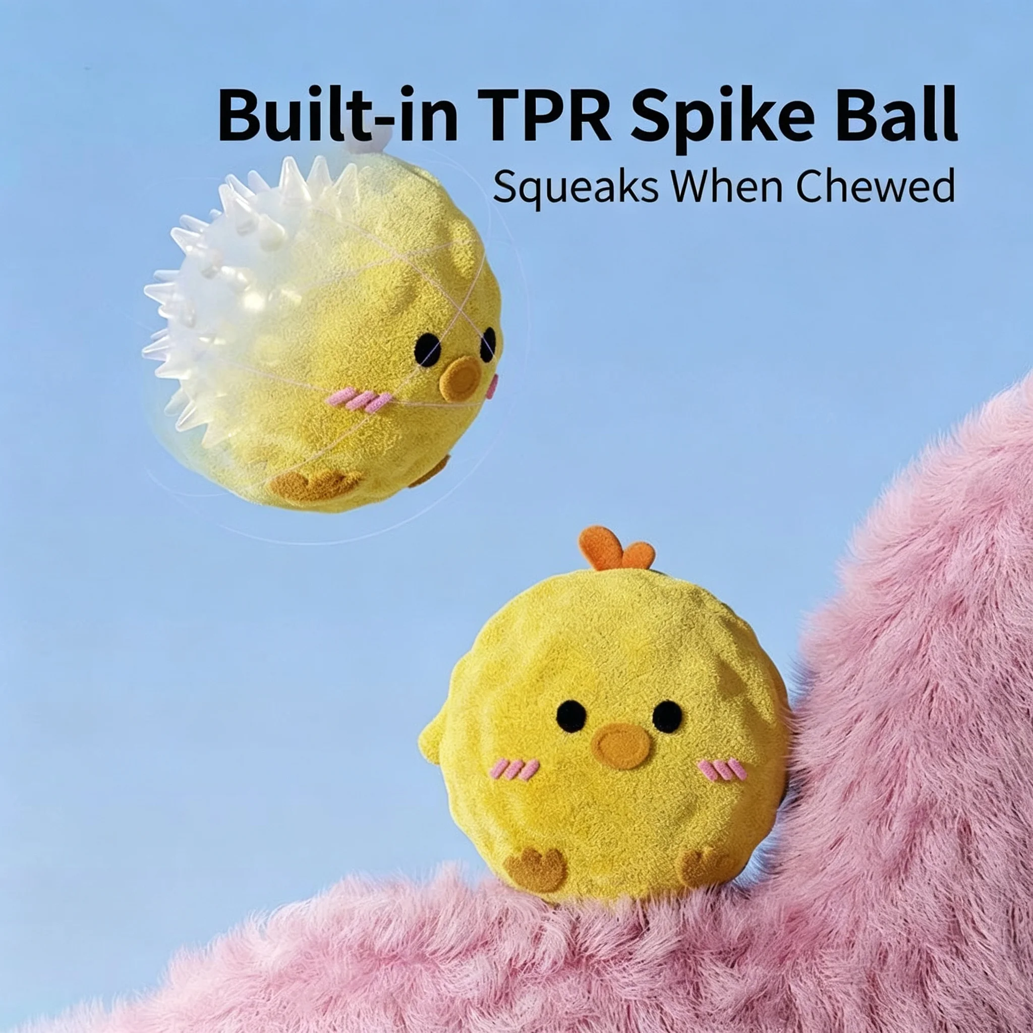 cute cartoon dog chew toy built in tpr spiky squeaky ball molar bouncy interactive toy for dogs relieve boredom pet supplies