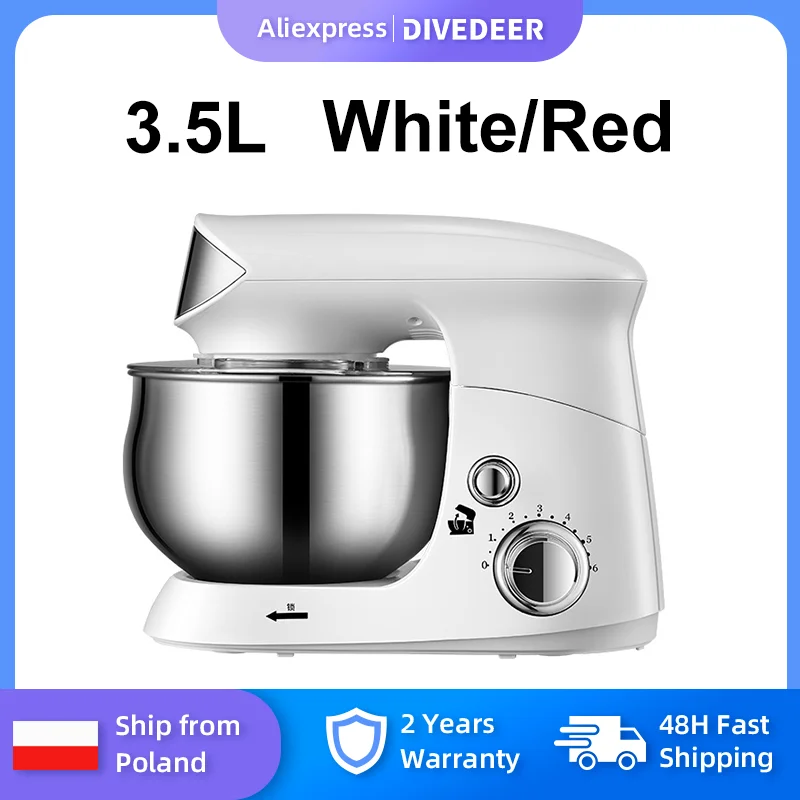 DIVEDEER Multifunktionale Chef 3,5 l Teigknetmaschine, vollautomatischer elektrischer Schneebesen für den Haushalt, Babynahrungsmaschine