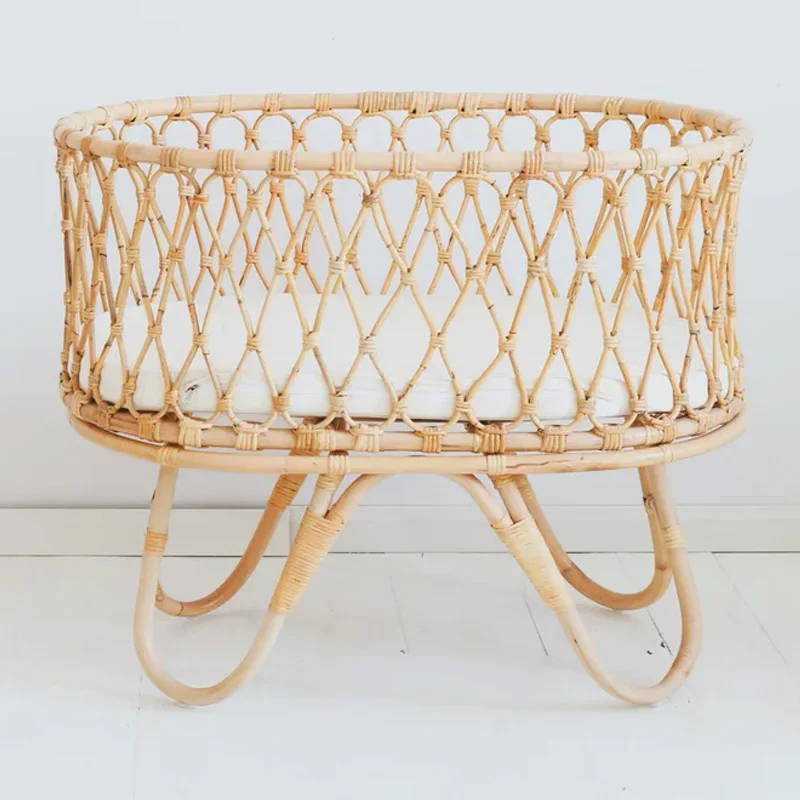 High Quality Rattan Cot Kid's Bassinet Wicker Nursing Furniture Minimalist Multi-Purpose for Babies and Kids