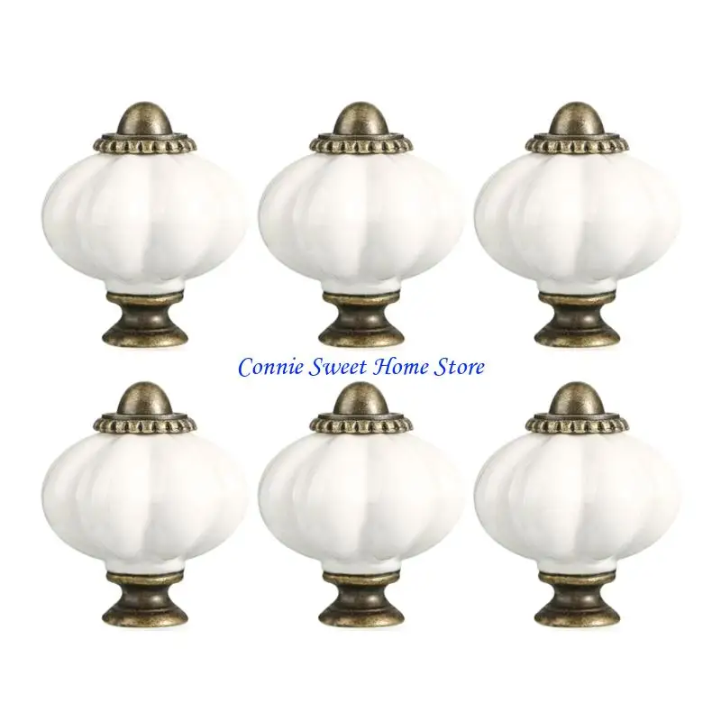 LXAF 6Pcs Drawer Pulls Ceramic Dressers Knob Cupboard Handle Modern Furniture Handle Pumpkin Bedside Cabinet Pull