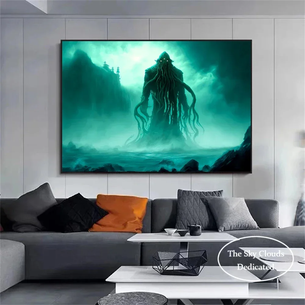 Lovecraft Creatures Scary Monster Poster Cthulhu Mythos Canvas Painting HD Print Modern Wall Art Picture Living Room Home Decor