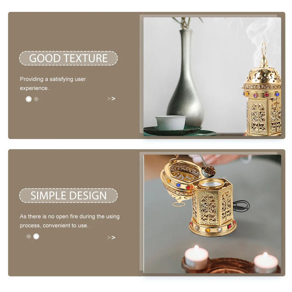 

Electric Incense Burner Vintage Metal Censer Holder Decorative Aroma Burner For Home Office Yoga Room Incense Stove