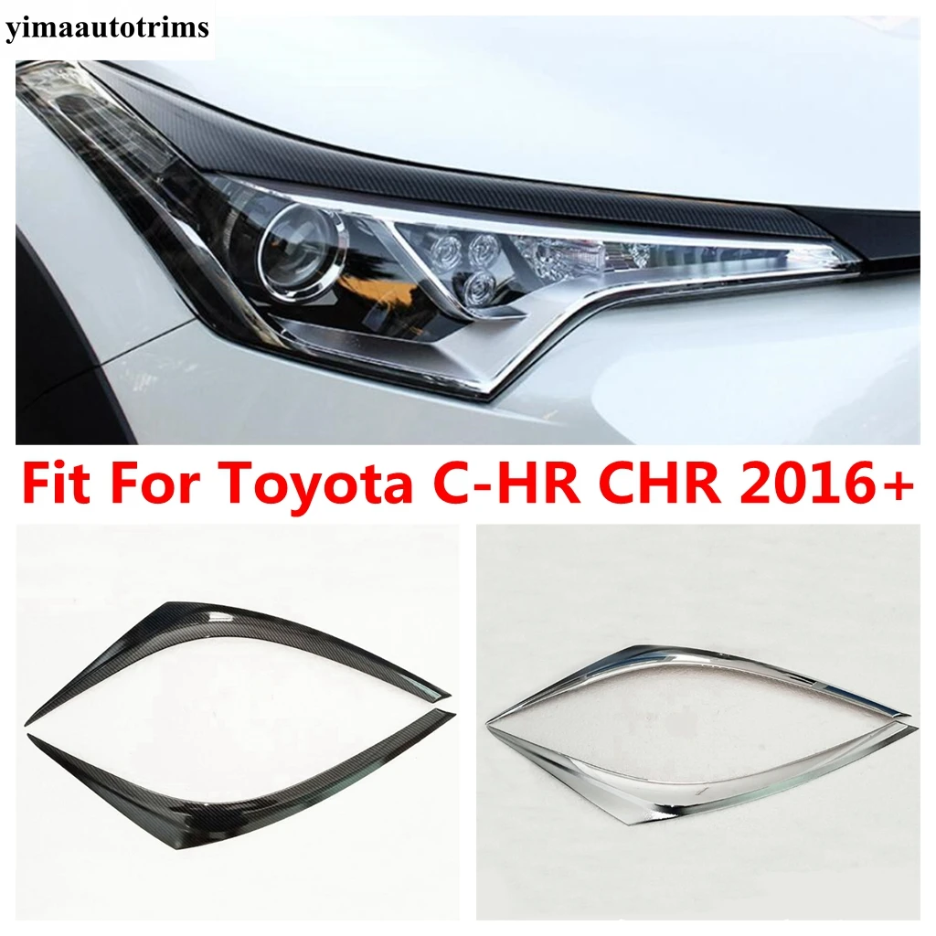 

Front Head Lights Lamps Eyelid Eyebrow Strip Decoration Cover Trim For Toyota C-HR CHR 2016 - 2020 ABS Accessories Exterior Kit