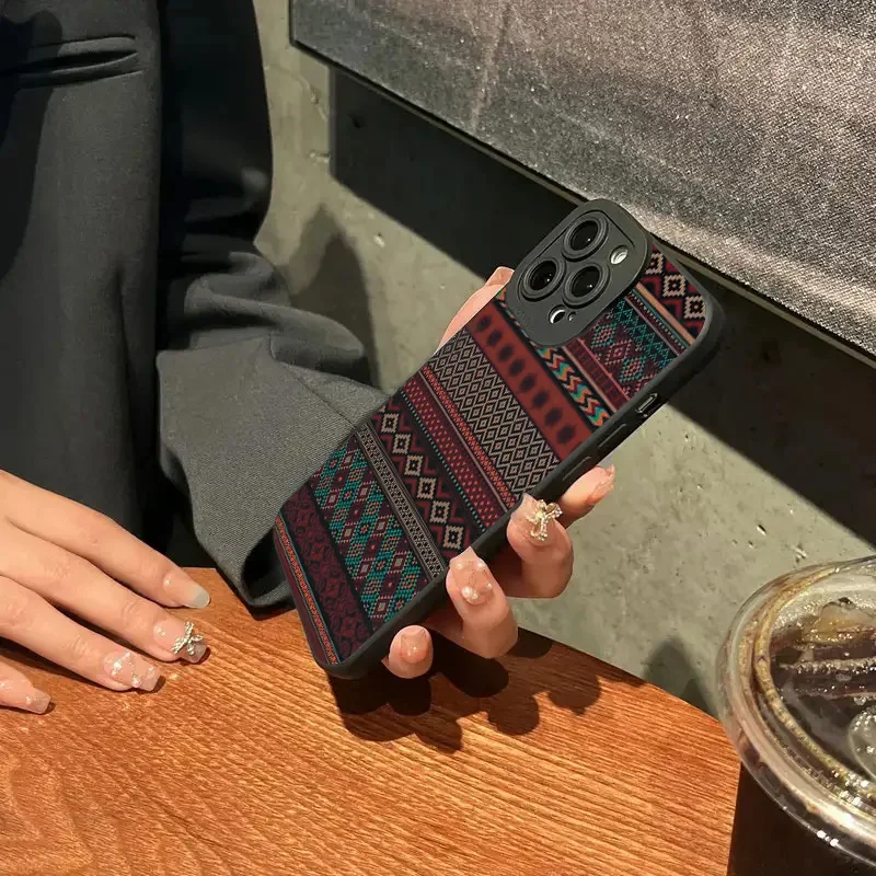Bohemian Style Patterned TPU Phone Case For iPhone 16 15 14 12 11 13 Pro 15Pro 14Pro Max Mini X XS XR Max SE2 7 8 Plus Cover 5