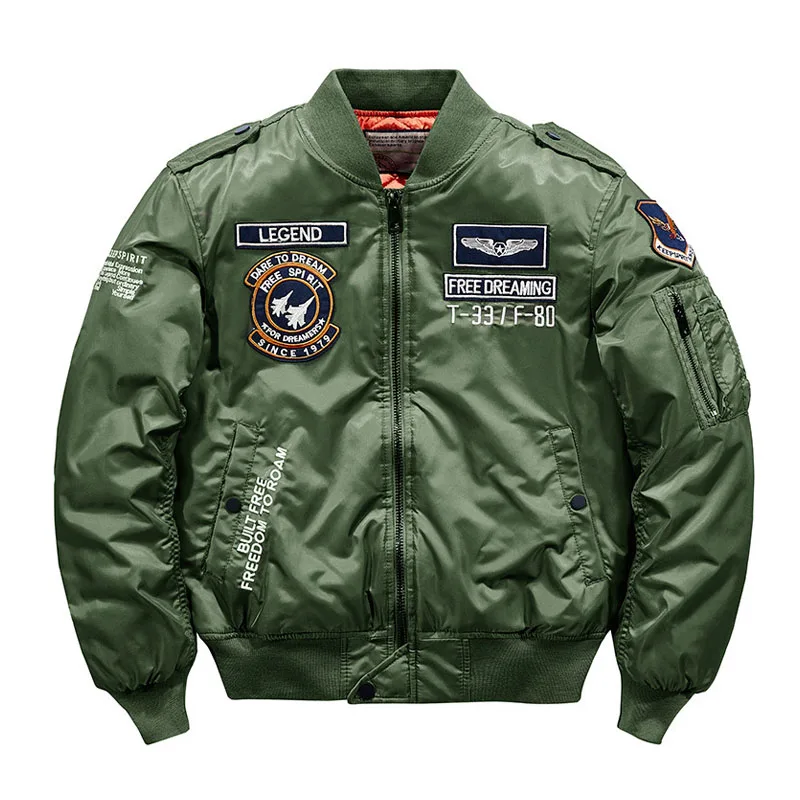 Hip Hop Bomber Baseball Jacket Men High Quality Embroidery Winter Thick Warm Military Motorcycle Ma-1 Aviator Pilot Jackets Male