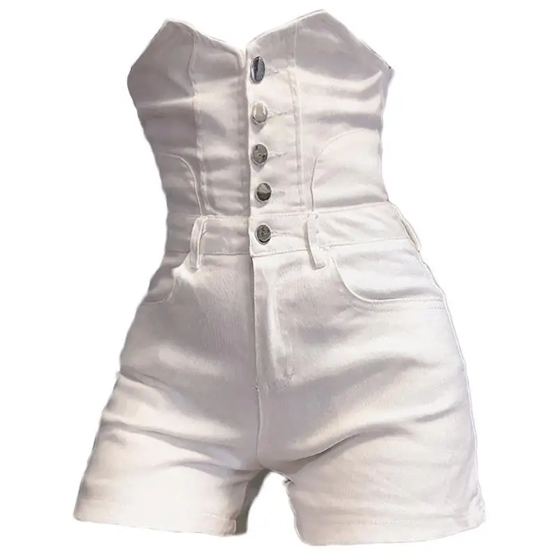 2025 Nuovi pantaloncini di jeans delicati a gamba larga neri solidi alla moda per pantaloni caldi casual a gamba dritta a vita alta di design da donna Wh1