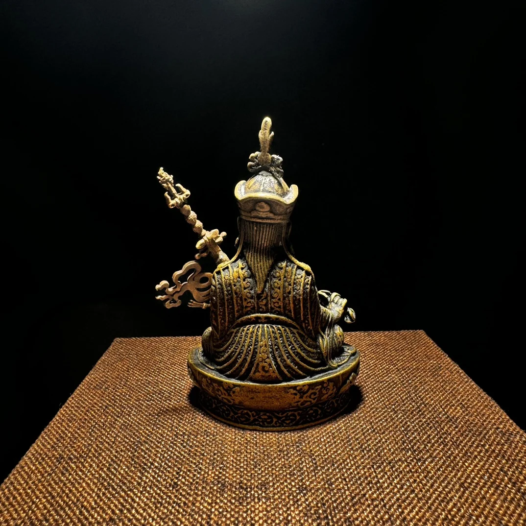 6.5 سنتيمتر رسمت جورو بادماسامبهافا رينبوتشي بوذا تمثال برونزي أداة سحرية قابلة للفصل والموظفين أنماط زخرفية رائعة