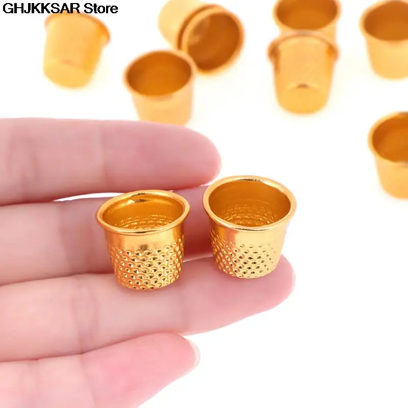 10pcs  Sewing Thimbles Metal Finger Protector Tools DIY Craft Accessories Gold Color