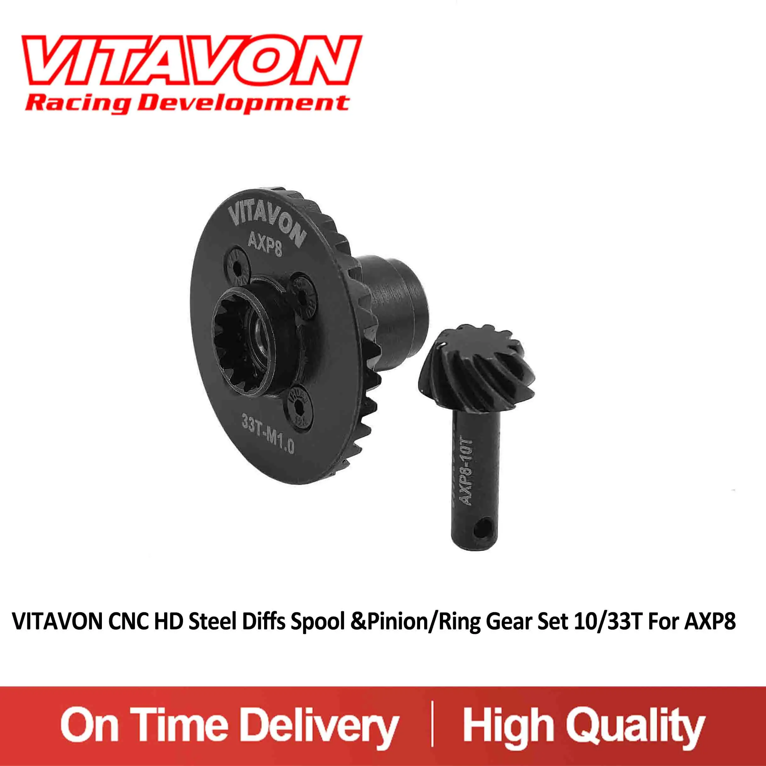 VITAVON AXP8 CNC HD Steel Diffs Spool &Pinion/Ring Gear Set 10/33T For AXP8 1/8