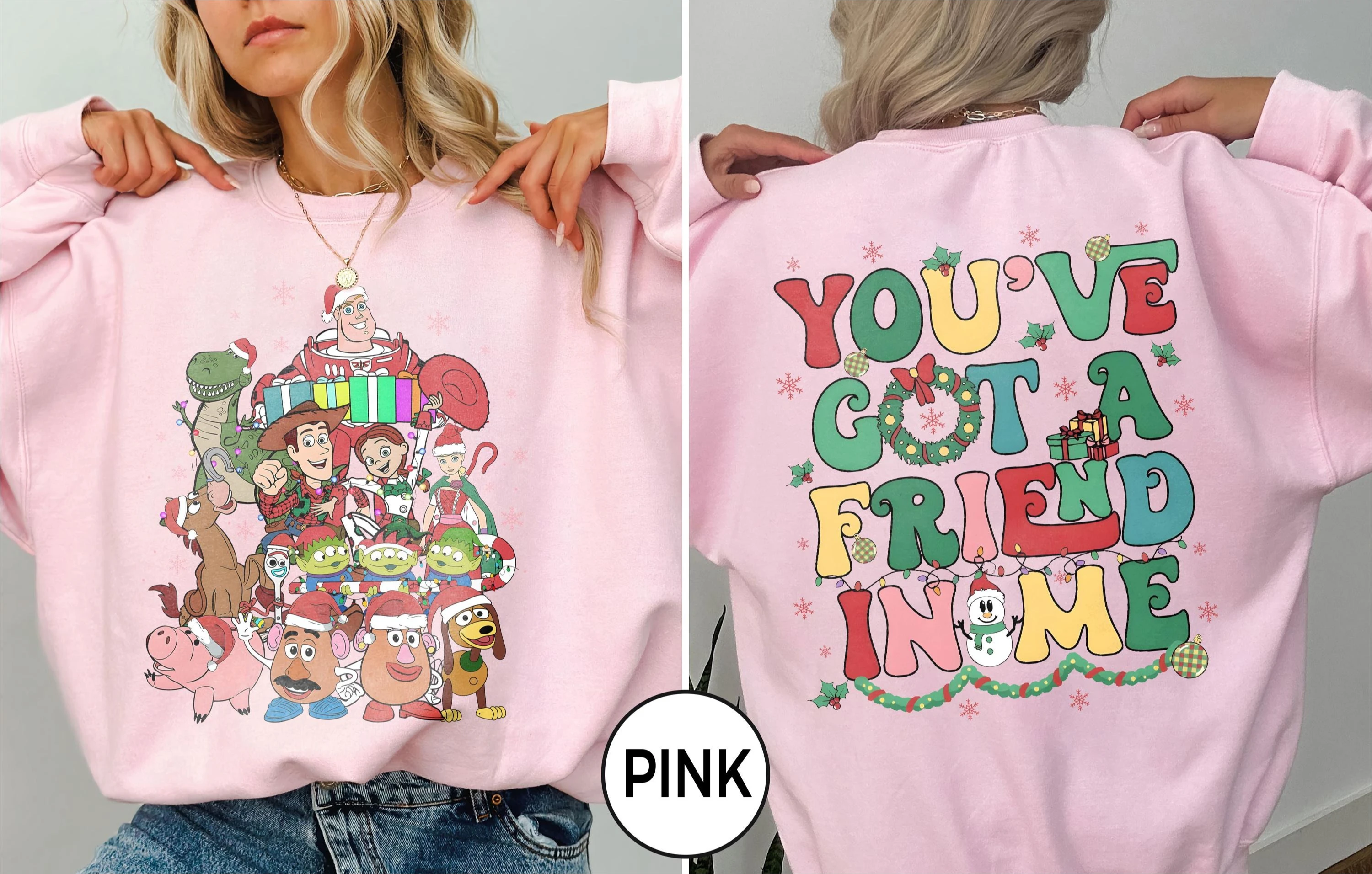 Bluza dwustronna Disney Pixar Toy Story na Boże Narodzenie, koszulki na przyjęcie świąteczne Disney Family Christmas Party 2026, Ty masz przyjaciela w mnie