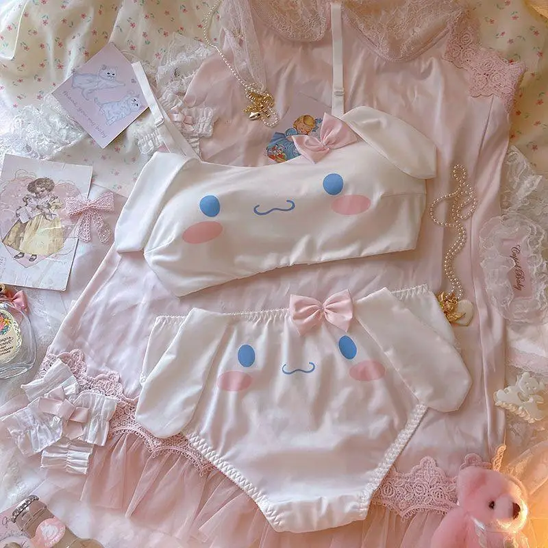 

Sanrio New Style Japanese Lingerie Set Girls Bras Strap Pure Style Cinnamoroll Kuromi Cute Student Sexy Thin Style No SteelWraps