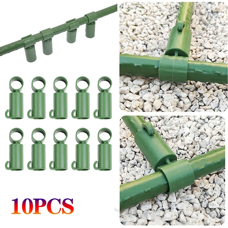 Plant Pile Connectors, Plant Stakes Buckle Gardening Orchard Pillar Plastic Coated Steel Pipe Connector, Greenhouse Support