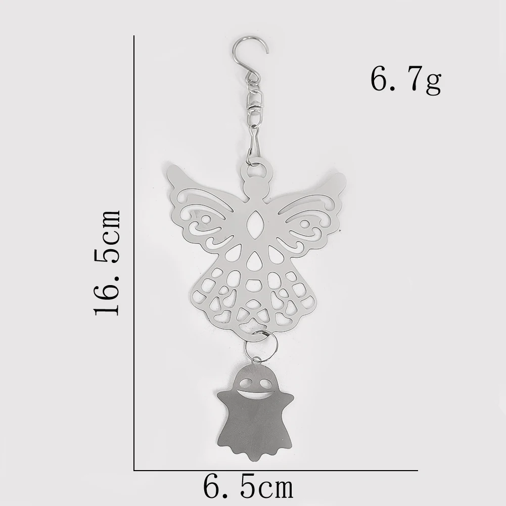 

Engraved Angel Chakra Ghost Wind Chime Metal Rotator Hanging Pendant Mirror Reflective Bird Repellent Home and Outdoor Decor