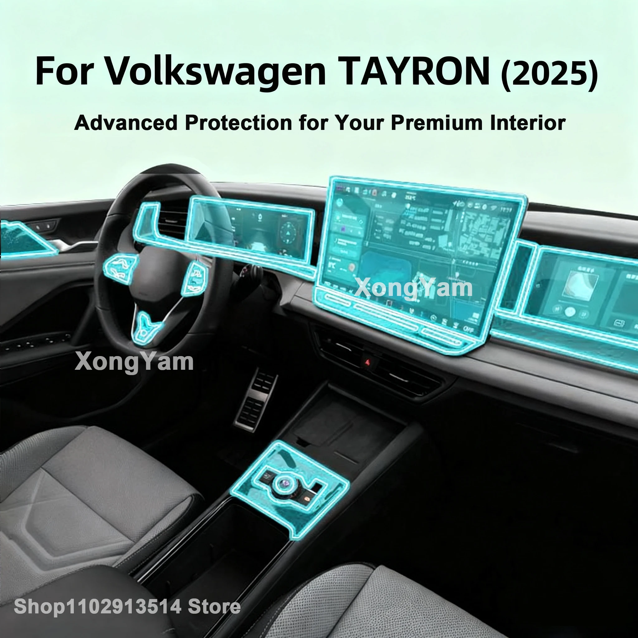 

Car Interior Full Set Protection Film For Volkswagen TAYRON (2025) Dashboard Center Console Anti-Fingerprint Sticker