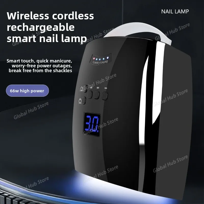 

Беспроводная машина для фототерапии ногтей с аккумулятором, 66 Вт, новая мощная перезаряжаемая лампа для ногтей, портативная машина для ногтей