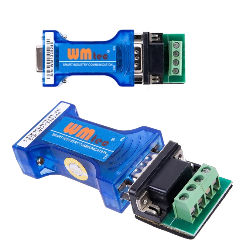 Conversor passivo RS232 para RS485/422 WM-204E com luzes indicadoras de recepção e transmissão.