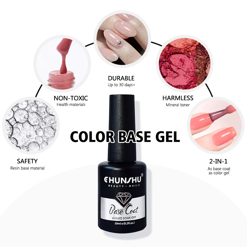 CHUNSHU putih susu Gel dasar warna kamuflase Soak Off Gel kuku pernis pernis 10ml UV LED Gel bau permen seni kuku