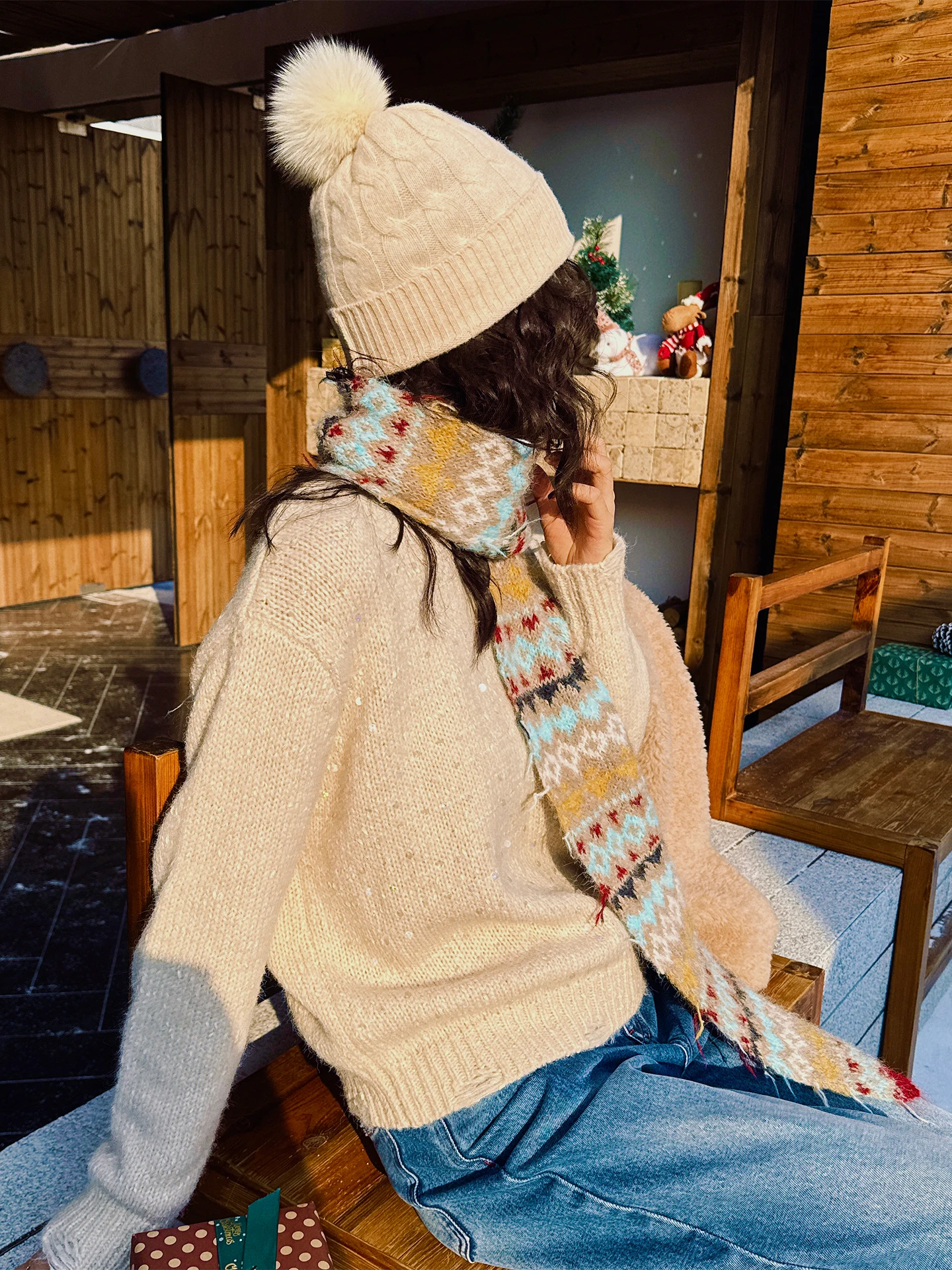 

Nana Tall DMX Aosphere Sparkling Thiened Knitted Sweater Women Winter Loose Slimming Top Polyester Wool Nylon Blend