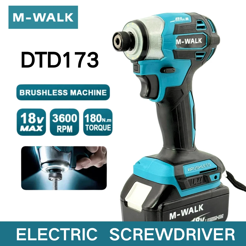 

M-WALK 18V Cordless Electric Screwdriver 180N.M Brushless Impact Driver Multifunction Electric Drill Tools For Makita Battery