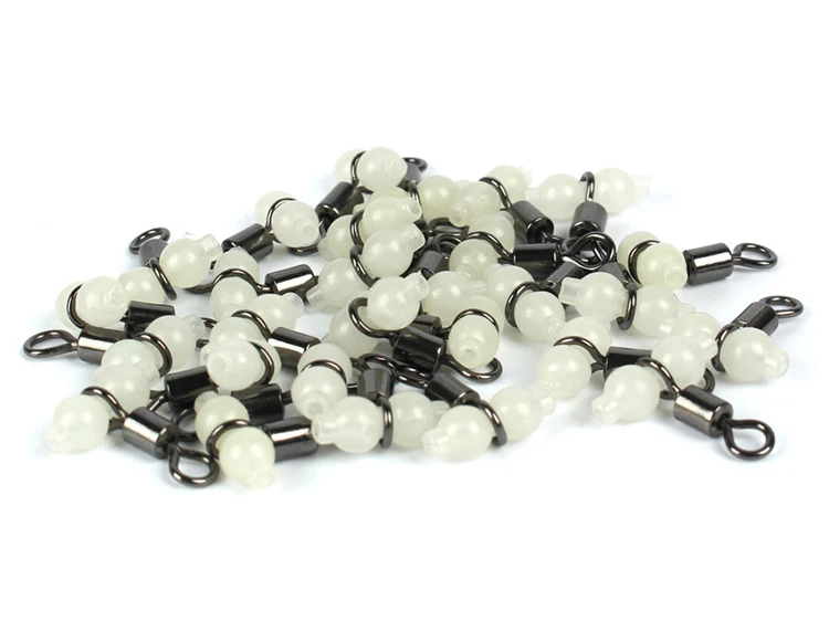 MNFT 100Pcs Luminous 3 Way Durable Fishing Swivels Sea Fishing Accessories Rolling Swivels Connector Sea Fishing Hook Size L S