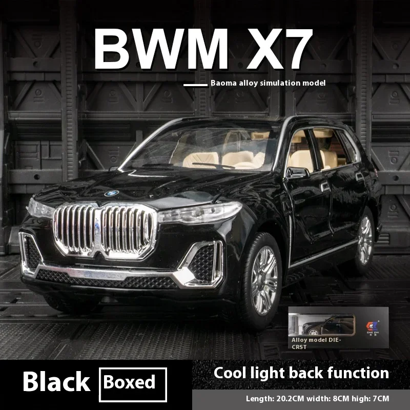 車のおもちゃ,ダイキャストカー,1:24合金,6つのドア,音と光,車のおもちゃ,ギフト,bmw x7 suv