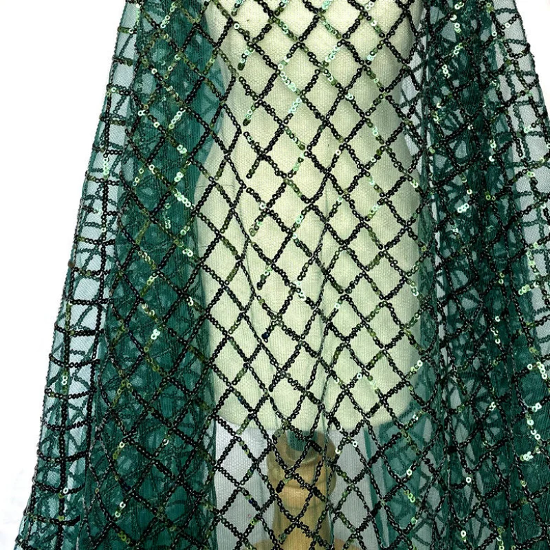 

Grid Sequin Embroidered Mesh Fabric for DIY Sewing Evening Dress Performance Costume Clothing Fashion Material Cloth