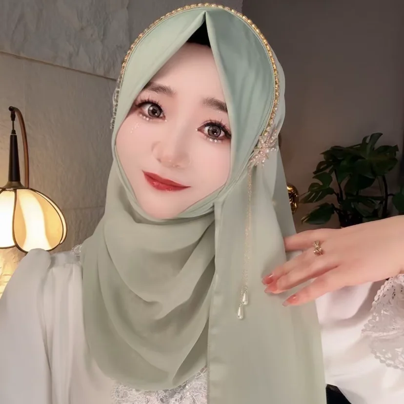 

Sweet Girls Dubai Fashion Style Muslim Ready Hijab Wrap Elegant Cover up for Women