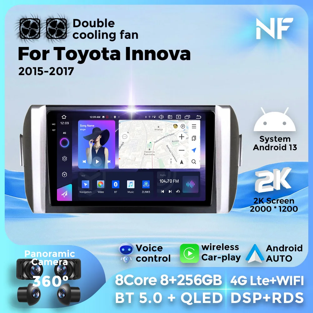 Android Auto For Toyota Innova 2015-2017（RHD) 4G WIFI BT RDS+DSP Car Radio Stereo GPS Navigaiton Multimedia Apple Carplay Player