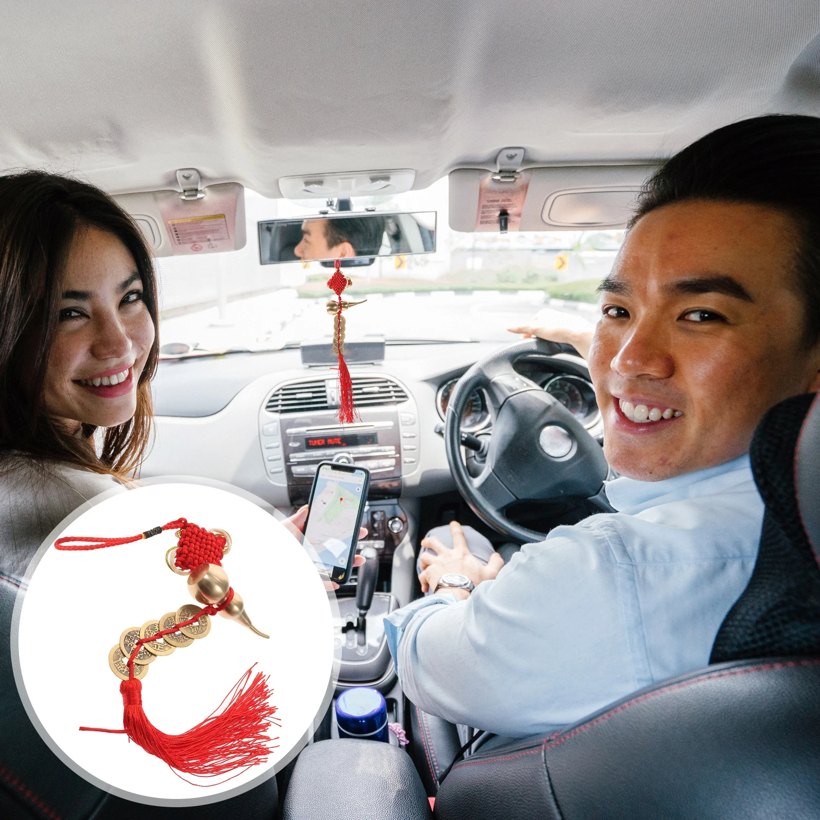 จี้ทองเหลืองรูปน้ำเต้า 2 ชิ้น ของตกแต่งแขวนปีใหม่จีน ของตกแต่งฮวงจุ้ยสำหรับบ้าน สำนักงาน ประตู ของใช้ในเทศกาล