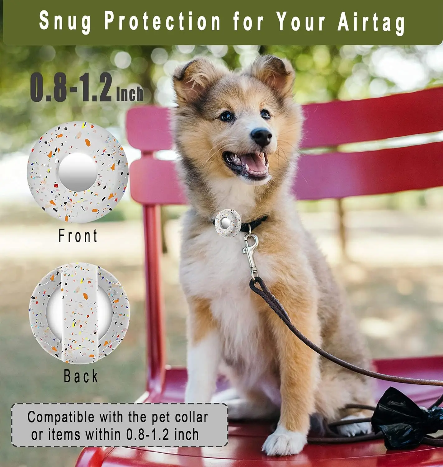 Hundehalsbandhalter für AirTag, Silikon-Halsbandhülle für AirTags mit Katzen- und Hundehalsbändern, Anhängern, Geschirr, Rucksackzubehör – Detail 3
