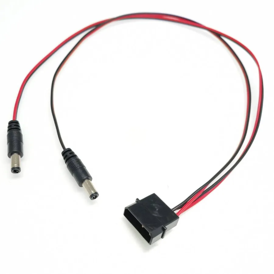 

IDE Molex Male to One or 2-Port DC 5.5mm x 2.1mm 5.5x2.1 Converter Adapter Power Supply Cable 12V 18AWG Wire 50cm