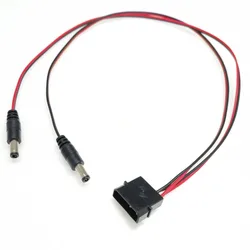 IDE Molex Male to One or 2-Port DC 5.5mm x 2.1mm 5.5x2.1 Converter Adapter Power Supply Cable 12V 18AWG Wire 50cm