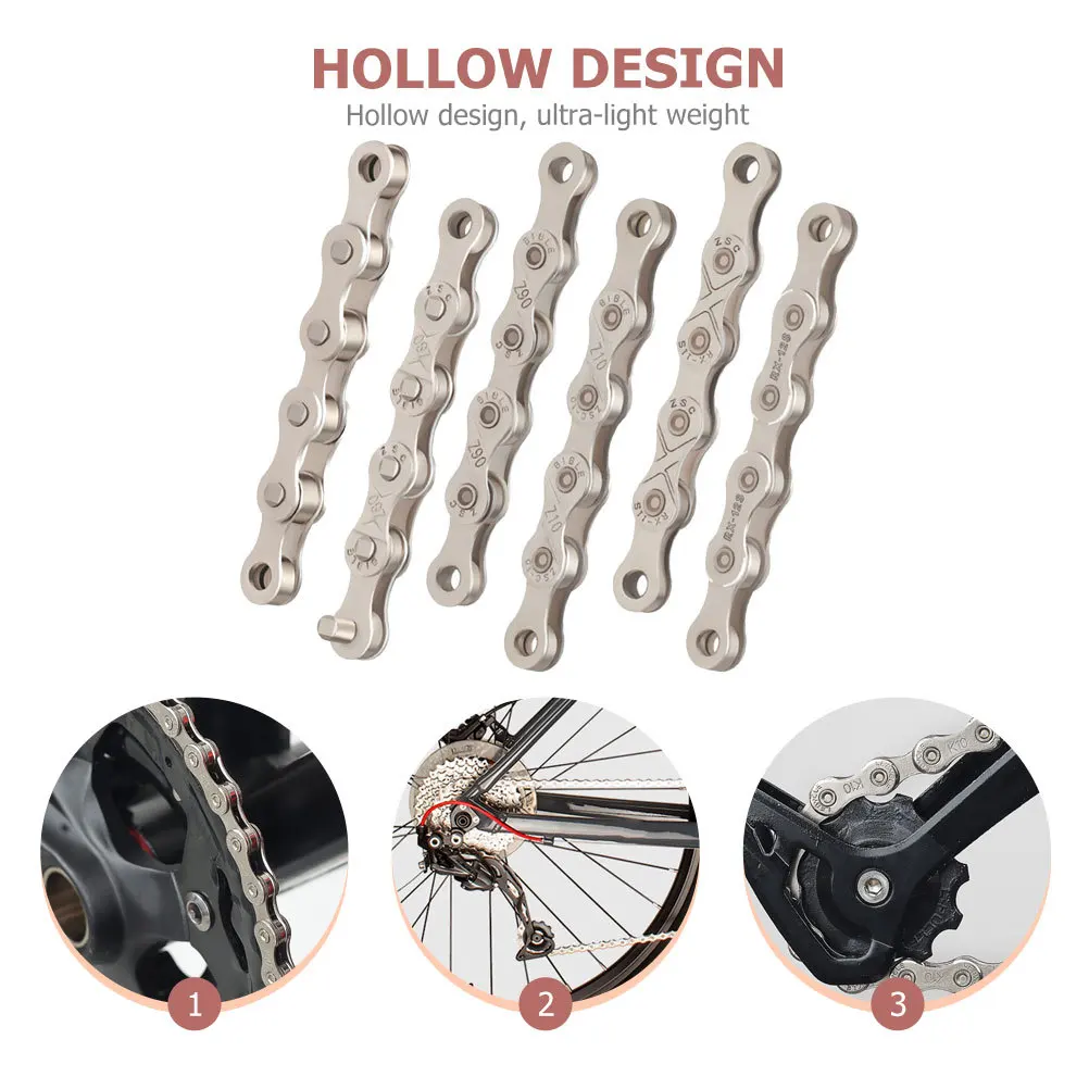 

Bicycle Chain Replacement Hollow Design Lightweight Rust-Proof Wear Resistant For Mountain Bike Road Bike Cycling Roller
