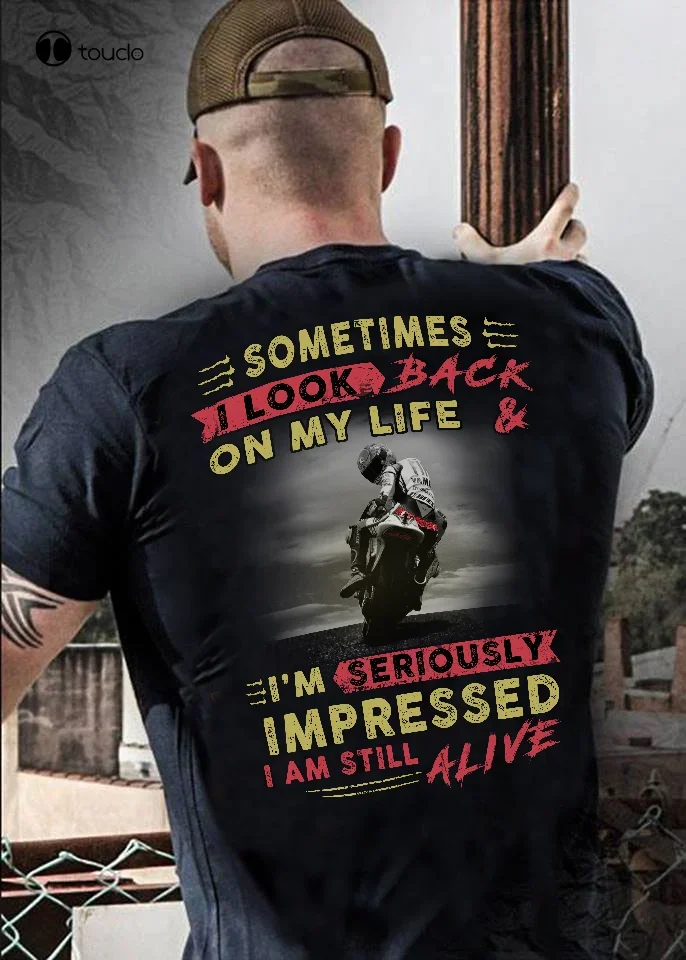 Dirt Bike je suis sérieusement impressionné je suis toujours vivant hommes t-shirt coton noir graphique t-shirts pour hommes