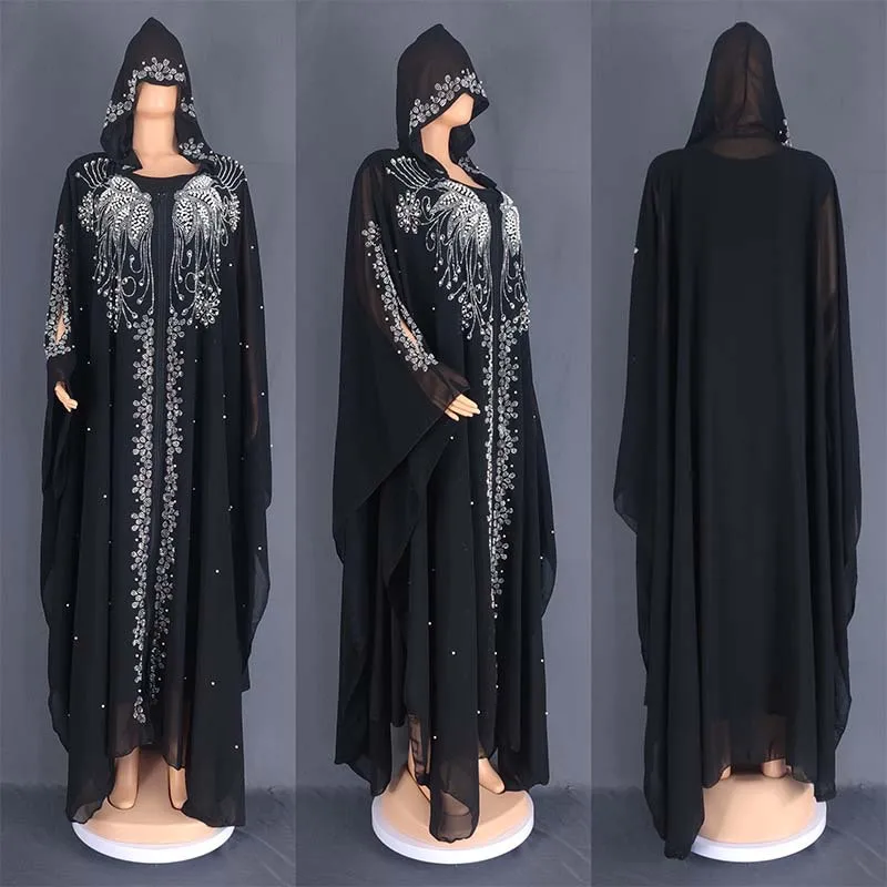 Szyfonowa sukienka Maxi Plus Size afrykańskie ubrania dla kobiet 2023 jesień tradycyjna Abaya muzułmańska szata Africains Femme Clothin