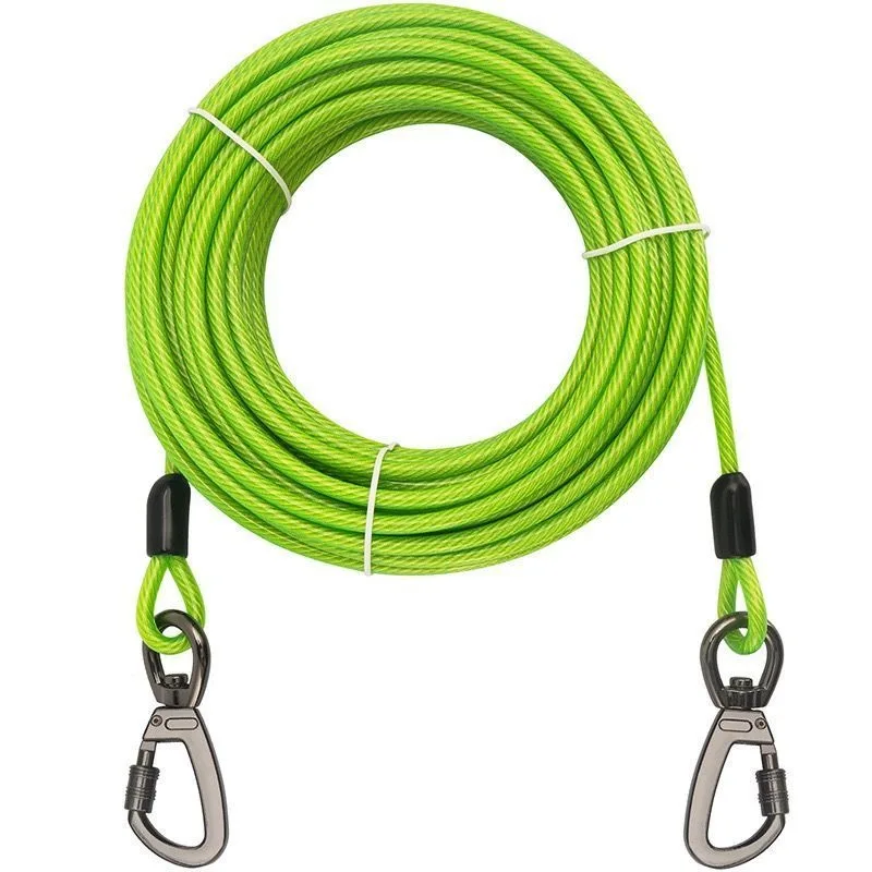 Chew Proof Thick Steel Wire Pet Tie Out Cable 3M 5M 10M Long Dog Traction Lead For Daily Walking Package