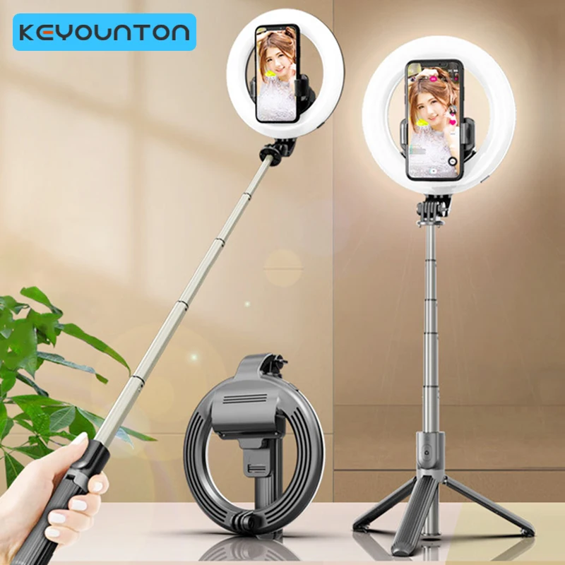 Portable Selfie Optional Remote Control Ring with Stand Circle Light for Makeup Live Stream Desktop Camera LED Light with Tripod