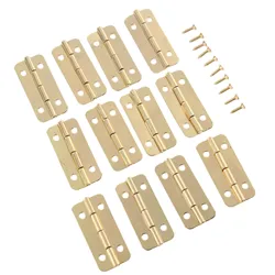 12Pcs 37mmx17mm Gold Furniture Hinges with Screws for Box Door Butt Decorative Small Hinge for Cabinet Drawer Furniture Fittings